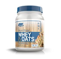 OPTIMUM NUTRITION Whey & Oats Protein Powder, Breakfast Or Anytime High Protein and High Fiber Shake, Vanilla Almond Pastry, 14 Servings