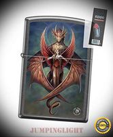 7424 Anne Stokes Dragon & Woman Gray Dusk Full Size Lighter with Flint Pack - Premium Lighter Fluid (Comes Unfilled) - Made in USA!
