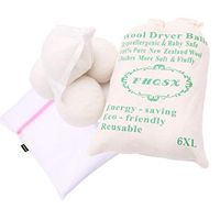 FHQSX Wool Dryer Balls with Pouch XL 6-Pack Organic Eco Reusable Natural Fabric Softener