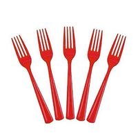 Red Plastic Forks 50 Count Party Catering Picnic Disposable New