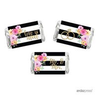 Andaz Press Floral Gold Glitter Print Wedding Collection, Chocolate Minis Labels, Fits Hershey's Miniatures Party Favors, 36-Pack