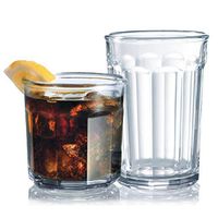 Le'raze KC-85211 Set of 16 Durable Drinking Heavy Base Cups | Glassware Set Includes 8-21 oz Highball 8-14 oz Tumbler Glasses Ideal for Water, Clear
