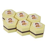 Kingsley 50pcs Hexagon Yellow Bee Gift Box Candy Boxes Small Gift Boxes for Parties Weddings Baptism Baby's Birthday, etc.