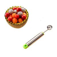 Melon Baller Scoop,Stainless Steel Watermelon Scoop Fruit Vegetable Tools Kitchen Gadgets Tool (Green,18.5x2.5cm)
