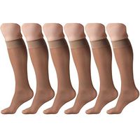 Sheer Compression Stockings, 8-15 mmHg, Women's Knee High Length, 20 Denier Taupe Large (6 Pairs)