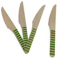 Just Artifacts Wooden Cutlery Utensil 12pcs Striped Green Apple Knife