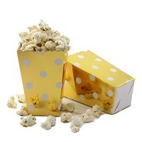 IPALMAY Mini Paper Popcorn Boxes 36 Packs - Birthday Favor Box - Buffet Boxes - Sweet Boxes, Family Movie Night Boxes, Gold and White Polka Dot