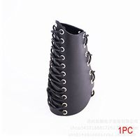 YOEDAF Leather Bracer Cross String Sleeve Protector Lace-Up Wristband Arm Armor Warrior Steampunk Punk Armband Medieval Cuff(black)