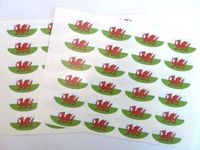 Minilabel Pack Of 48 , 40X20mm Oval , Wales Self-Stick Flag Stickers Welsh Dragon Self-Adhesive Labels