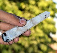 Excel Massage Wand in Rainbow Moonstone for Healing Spirit Power Stone 8 Faceted