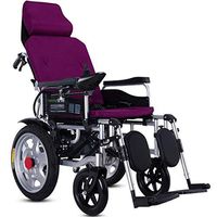 Electric Wheelchair, Foldable Folding and Lightweight Portable Powerchair with Seat Belt,Electric Power Or Manual Manipulation,Adjustable Backrest and Pedal,Joystick (Color : Purple)