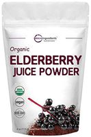 Certified Organic Elderberry Juice Powder, 4 Ounce, Strongly Supports Immune System, Energy and Vascular Health, No GMOs and Vegan Friendly