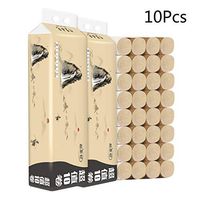 Jpwpowe 10 Rolls Bamboo Pulp Toilet Paper, Bath Tissue Toilet Paper No Fluorescent 4-Ply Soft Toilet Paper