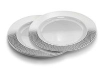 " OCCASIONS" 240 pcs Chargers, Extra Heavyweight Disposable Wedding Party Plastic Plates/Chargers/Serving Tray (12'' Plate, Diamond Diamond in White & Silver)