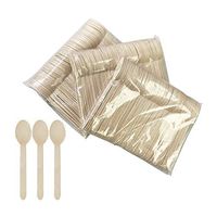 Anchengcraft 300 Pcs Disposable Wooden Spoons - 6.3" Length | Alternative to Plastic Utensils | Biodegradable Eco-Friendly Cutlery Spoon