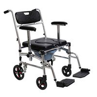 HSRG Folding Commode Bath Chair Wheelchair for Toilet with Wheels & Pedal, Portable Aluminum Shower Chair for Elder Disabled People Pregnant Women
