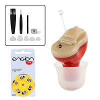 Electric Hearing Aid Amplifier Device, Mini Invisible Personal Sound Amplify Product in Ear Canal for Adults and Seniors, Red for Right Ear