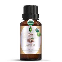SVA Organics Nutmeg Essential Oil 1/3 Oz Organic Premium Therapeutic Grade 100% Pure Natural Undiluted USDA Certified Oil for Skin, Aromatherapy & Hair Care
