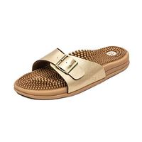 Revs Premium Reflexology Massage & Acupressure Sandals in Metallic Gold. Shock Absorbing, Cushion Sole, Orthotic Arch. Stimulate Pressure Points, Boost Blood Circulation for Better Health.