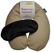 Happy Wraps Microwavable Neck Wrap Unscented Hot Cold Flax Seed Neck Pain Relief Warming Pillow Heating Pad for Migraines Stress Relief Gifts for Women Men and Christmas Plus a Free Gift - Tan