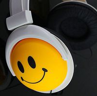 Happy Headphones - Smiling Face Over-Ear Headphones - Make the World a Brighter Place! - Yellow Smile Face