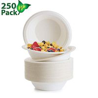 OURhome 250 Count Disposable Bowl 8 Oz Natural Compostable Biodegradable Sugarcane Paper Soup Bowls, Eco-Friendly, Alternative to Paper & Plastic Bowls