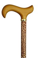 Walking Cane Leopard Walking Stick Cane has an Elegant Leopard Print on Maple Wood Shaft with Derby Handle 35" Shaft and 250 lb wt Cap.