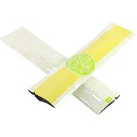 Pack of 100 Long Stick Pack Open Top Filling Food Safe Packaging Bags (1.4" x 6.3", Glossy Yellow w/Round Design)