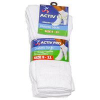Diabetic Socks Mens, White Crew Length Size 9-11 (6 Pair Pack)