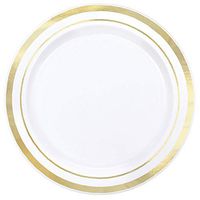 Amscan 438988 Premium Round Plastic Plates, 6 1/4", White