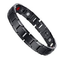 Kanyankeji Stainless Steel Magnetic Therapy Bracelet Pain Relief for Arthritis with Remove Tool Therapeutic Energy (Black)