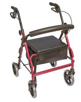 Essential Medical Supply The Blazer 4 Wheel Walker with 8" Wheels and Pouch/Basket in Red