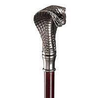 Design Toscano Cobra Walking Stick, 35 Inch, Pewter Handle and Hardwood Cane, Silver