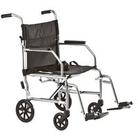 Medline Steel Transport Wheelchair with 19" Wide Seat, Easily Folds for Travel and Transport, Supports up to 300 lbs