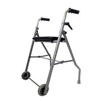 Walker for Seniors with 2 Wheels, Padded Seat, 5In Wheels, Supports Up to 220 Lbs
