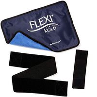 FlexiKold Gel Ice Pack w/Straps (Half Size: 7.5" x 11.5") - Reusable Cold Pack Compress (Therapy for Pain and Injuries of Knee, Shoulder, Foot, Back, Ankle, Hip) - 6303-COLD-STRAPPED