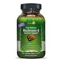 Irwin Naturals Pure Defense Mushroom-8 Powerful & Robust Immune Support Supplement with 8 Organic Mushroom Blend, Vitamin C & D3, Echinacea & Black Elderberry - Maximum Potency - 60 Liquid Softgels