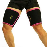 CROSS1946 Neoprene Thigh Timmer(1 Pair)-Adjustable Workout Compression Sleeve Upper Leg Wraps for Women Men-Sweat Slimmer-Max Thigh Circum 23.5" Rose Red