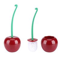 Cute Cherry-shaped Toilet Brush Set,Including a Compact Bracket Strong Brush and 1 Pack Heavy Base Clean Bowl,Bathroom Brush (Red Base White Brush Head)