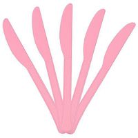 JAM PAPER Premium Utensils Party Pack - Plastic Knives - Baby Pink Pastel - 48 Disposable Knives/Pack