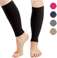 Calf Compression Sleeve for Men and Women - 1-Pair, 23-32 mmHg - Footless Socks for Shin Splint and Leg Cramps Pain Relief, Running, Sports, Travel - Nude, Large