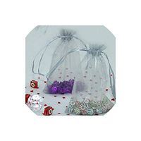 20Pcs Organza Bags Jewelry Wedding Birthday Decoration Storage Bag Candy Draw Pocket Supplies DIY Gift Chocolate Package Boxes,Silver,7X9cm