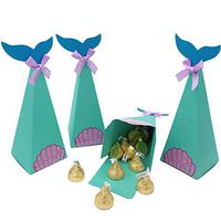 Mermaid Party Boxes,20pcs Mermaid Gift Boxes Treat Boxes Mermaid Party Favor Boxes with Thank You Stickers for Kids Birthday Party Baby Shower Under The Sea Party Mermaid Party Decoration