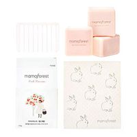 Mamaforest Non-Irritant, Skin Soothing, Eco-Friendly, Zero Waste, Plastic Free Dishwash Soap Bar with Coconut Oil, Argan Oil, Sugar & Salt | Natural Dish Bar (Pack of 3) w/Silicone Tray, Dishcloth