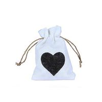 10 * 14cm Wedding Favor Bags Burlap Heart Favor Bag Trendy White Natural Linen Drawstring Wedding Gift Bags Jewelry Bag 50pcs,Black B