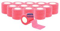 12-Pack, Pink 2” x 5 Yards, Self-Adherent Cohesive Tape, Strong Sports Tape for Wrist, Ankle Sprains & Swelling, Self-Adhesive Bandage Rolls