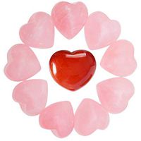Healing Crystal 0.99 inch Rose Quartz Carved Worry Stone Chakra Reiki Balancing(Pack of 10) (Heart)