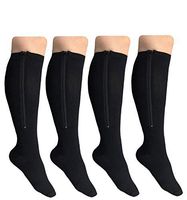 Starmace 2 Pack Closed Toe 15-20 mmHg Zipper Compression Knee Length Leg Calf Swelling Circulation Support Stocking Socks (Black, 2XL)