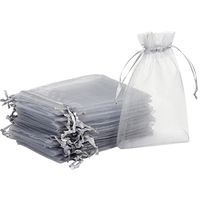 Madholly 300 Pieces Sheer Drawstring Organza Gift Bags,3.9"x5.7" Wedding Party Christmas Favor Bags Jewelry Pouches Wrap(Gray)