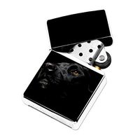 Black Lab Dog - White Lighter Windproof Flip-Top Refillable with tin Gift Box